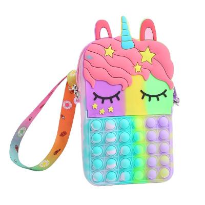 China Glowing unicorn bag package unicorn zipper silicone wiggle bag handbag fashion women pop adult professional bag girl for sale