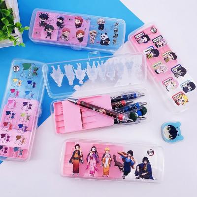 China Schools & Offices Wholesale Cartoon Cute Japan Anime Demon Slayer Create Back Transparent Pencil Case for sale