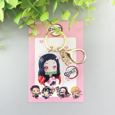 China Wholesale 3pcs/set Cartoon Japan Plastic Transparent Acrylic Key Chain Cute Demon Slayer Anime Fan's Collection for sale