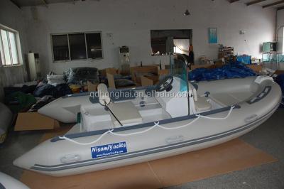 China PVC RIB420 Tender Marine Drifting Boat Rigid Inflatable Fiberglass Inflatable Boat for sale