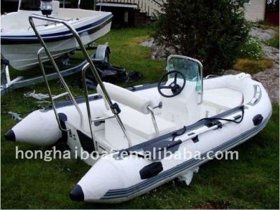 China Fiberglass rib360 high speed inflatable boat with outboard motor for sale