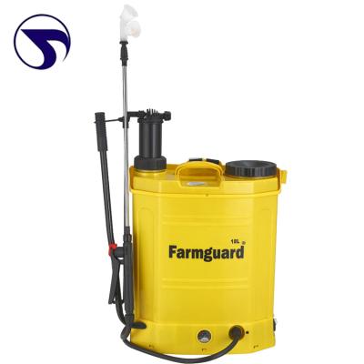 China High efficient 18 liters water tank sprayer knapsack agriculture, pp, 8AH or 12AH plastic, 2 in 1 for pesticides for sale