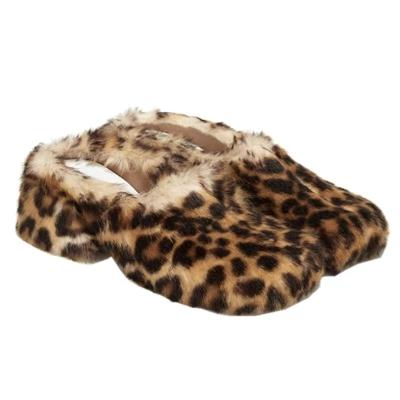 China Fashion trend winter plush shoes new European and American thick bottom half roll all-match leopard print style slippers thick bottom women for sale