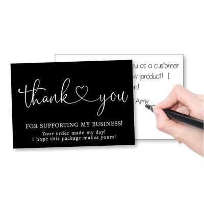 China Brand Promotion Black Thank You Card A4 Size Customer Feedback Card Tags For Clothing Paper Hang Tag for sale