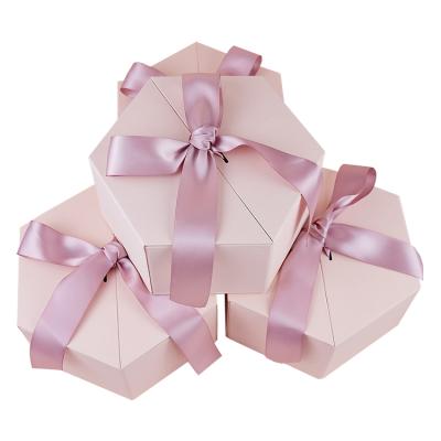 China Recyclable Hexagon Hexagon Birthday Gift Box Bridesmaids Tall Lipstick Gift Package Box for sale