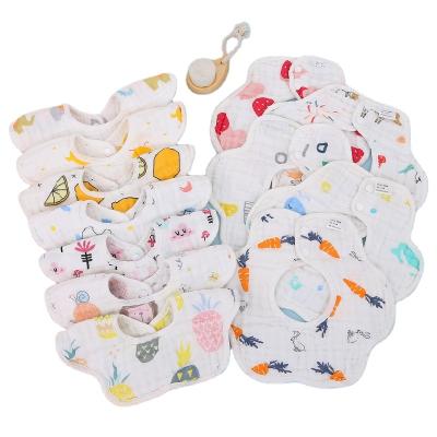 China Wholesale Cheap High Quality Soft Newborn Ruffle Washable 6 Layers Muslin Bib 100% Cotton for sale