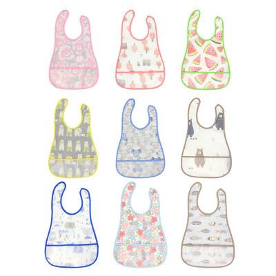 China Eco - Friendly Antibacterial Baby Full Color Printing PEVA Laminated Waterproof Polyester Baby Bib for sale