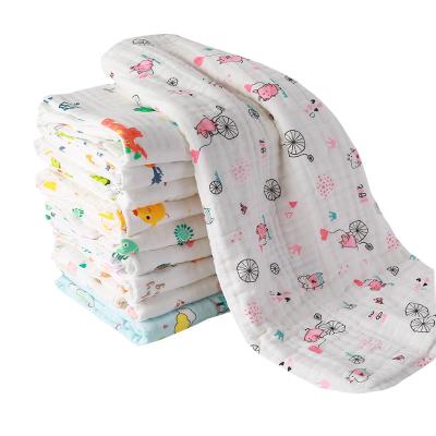 China Portable Cartoon Baby Sweated Muslin Towel 6 Layer Soft Towel Plus 100% Cotton Baby Wrap Covering For Newborns for sale