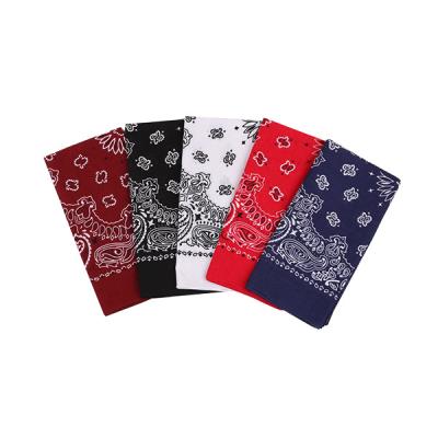 China Multifunctional Used In Stock Cheap Wholesale Multi Colors Headwear Scarf Paisley Polyester Square Bandana For Sale for sale