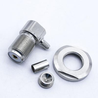 China Female RF UHF Coaxial Connector Crimp Right Angle Type RF For RG58 Cable for sale