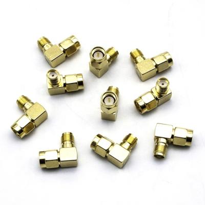 China Hot Selling Gold Plated Microwave 50ohm RF Coaxial SMA Male To SMA Female Right Angle Adapter for sale