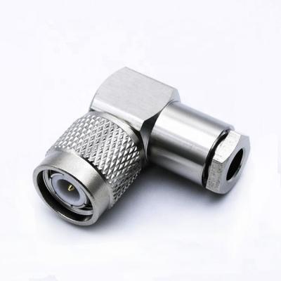 China Hot Selling RF TNC Male Right Angle Connector , Clamp Type For RG223 Coaxial Cable for sale