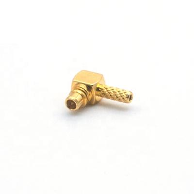 China Microwave Factory Price MMCX Male Right Angle Connector , Gold Plated for sale