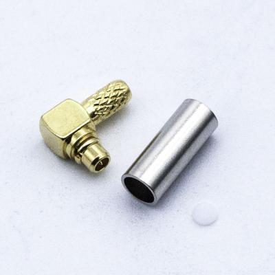 China Microwave Factory Price MMCX Male Right Angle Connector , Gold Plated for sale