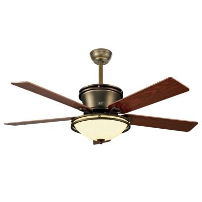 China 52 Inch Wooden Blades Remote Control Led Metal Ceiling Fans With Light for sale