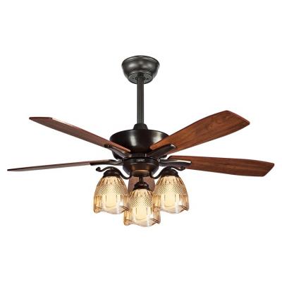 Κίνα Modern indoor 42 inch retractable blade crystal 5 wooden blades ceiling fan with led light προς πώληση