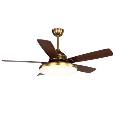 China Very Nice Solid Wood Ceiling Fan Matt Black 5-Leaf Plywood Blade Color Temperature 4000k en venta