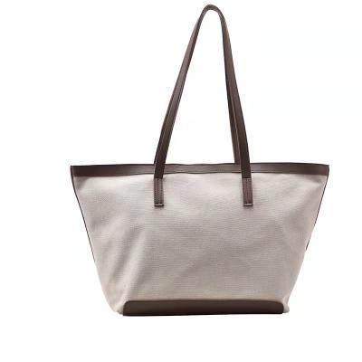 China 2021 New Urban Simplicity Pattern Canvas Large Capacity Fashionable Tote Bag One Shoulder Shopping Bag for sale