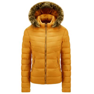 China High Quality Women Winter Waterproof Nylon Padded With Fur Hood Jacket for sale