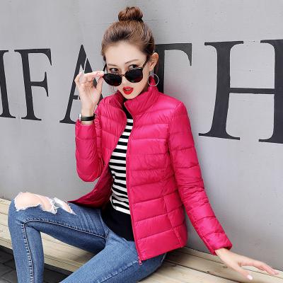 China Waterproof Women 50% Duck Down Jacket Autumn Female ultra light white down jackets slim solid long sleeve hooded parkas candy color for sale