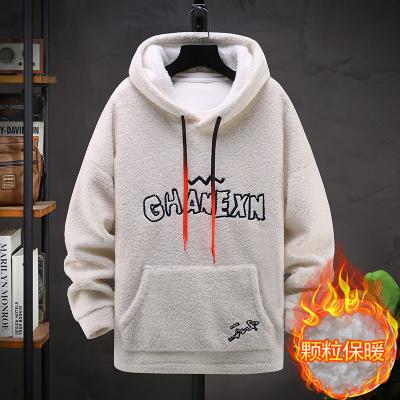 China High Quality New Fashion Custom Logo Men's Sherpa Hoodie Embroidery Anti-wrinkle Sweated Hoodies for sale