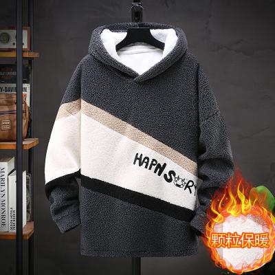 China 2021 New Style Winter Anti-wrinkle Tan Hoodie Embroidery Custom Logo Thick Faux Fur Fleece Sherpa Hooded Pullover for sale