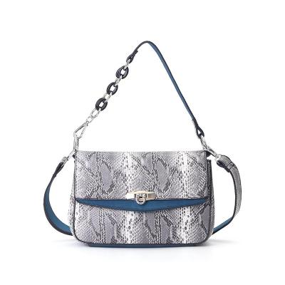 China Fashion European fashion new PU women's single shoulder messenger and American simple snake print bag for sale