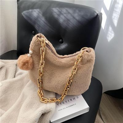 China 2021 New Fashion Messenger Shoulder Fur Female Fashion Chain Plush Women Handbags Luxury 2021 for sale