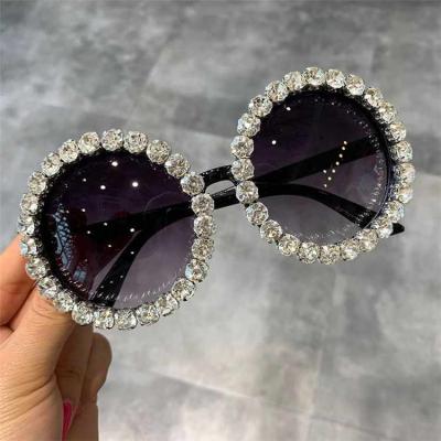 China Diamond Round Frame Sunglasses Personality Women's Sunglasses 2021 Fashion Shading Sunglasses for sale