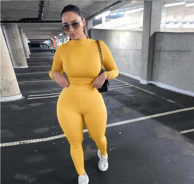 China 2021 new arrival QUICK DRY woman solid color long sleeve set jogger set women sweatsuit set for sale