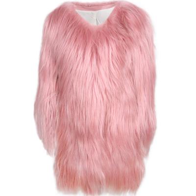 China Women's Natural Fur Coat Full Skin Long Goatskin Ladies Thick High Quality Anti-Shrink Fur Coat for sale