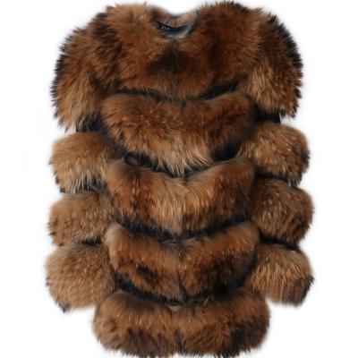 China High Quality Real Fox Fur Coat Women Anti-Shrink Smudge Thick Warm Raccoon Fur Jacket Ladies Winter Coat Long for sale