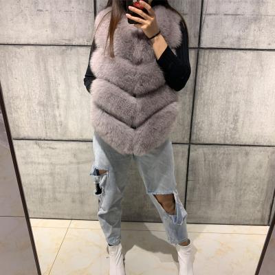 China Breathable Women Full Skin Soft Real Fox Fur Vest Ladies Natural Fox Fur Vest for sale