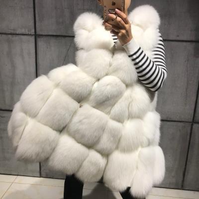 China Women's Natural Fox Fur Vest Long Real Fox Fur Hooded Loose Style High Quality Breathable Waistcoat For Girls for sale