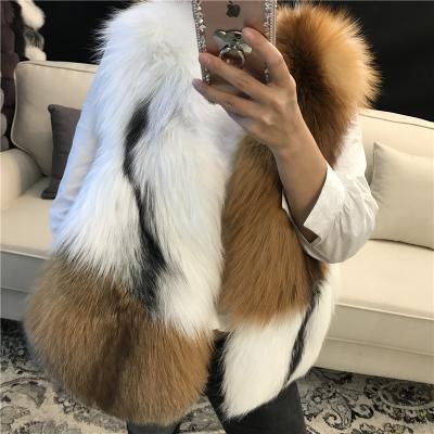 China Women's Real Fox Fur Vest Vest V-Neck Red Fox Fur Vest Ladies Breathable Natural Patchwork Waistcoat for sale