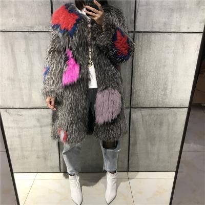 China Women Real Fox Ladies High Quality Anti-Shrink Fur Coat Long Knitted Fur Coat for sale