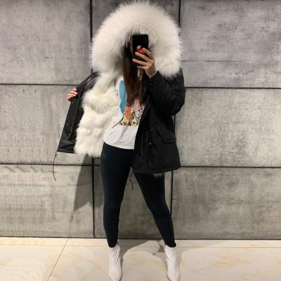 China Winter women's natural fur parka full real skin fox fur lady warm anti-shrink parka high quality for sale