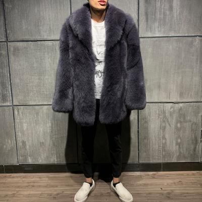 China Men's Winter Real Fox Fur Coat Full Skin Turn-Down Collar Breathable Warm Long Fur Coat For Men for sale