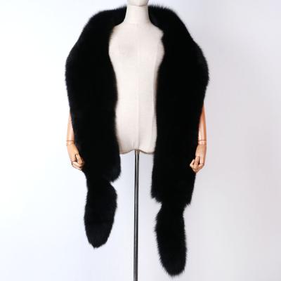 China 2021 Winter Autumn Warm Women Fox Fur Shawl Long Scarf Ladies Long Real Fur Collar for sale