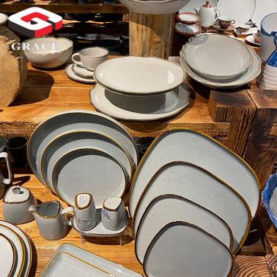 China Minimalist Ceramic Color Porcelain Kitchen Dinner Sets Vietnam Dish And Dish for sale