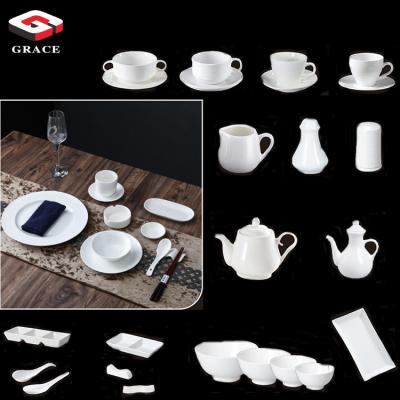 China Restaurant and Hotel Dinner Supplies Viable White Dinnerware Set Bowls Ear Soup Bowls Coffee Cup Porcelain Dish Double Dish for sale