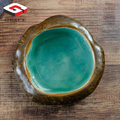 China 2021 New Design Tableware Saudi Arabia Japanese Restaurant Dishes Irregularly Viable Ceramic Pasta Shallow Soup Dish for sale