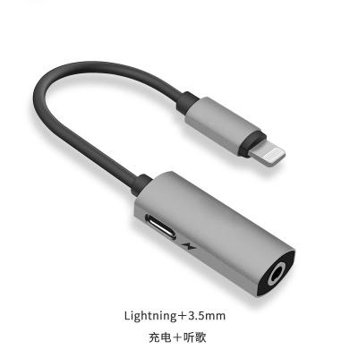 China Phone Aluminum Alloy 2 in 1 for Lightning to 3.5mm Adapter for iPhone 7 8puls X XR Max Dual Adapter Audio Listening for sale