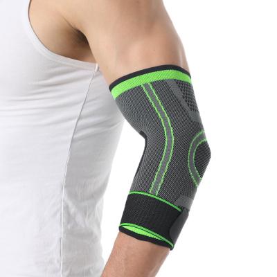 China Breathable Jacquard Elbow Pad Compression Sleeve Fitness Custom Sports Elastic Elbow Brace With Strap for sale