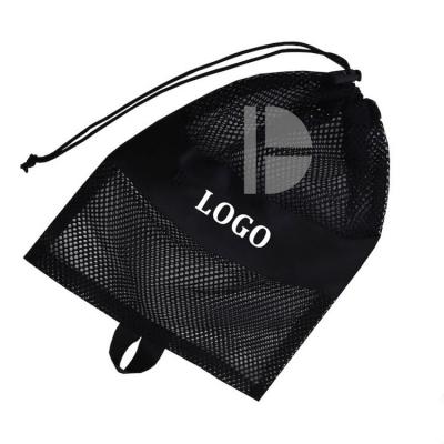 China 2022 Folding Wholesale Mesh Drawstring Pouch Large Mesh Net Bag Durable Drawstring Gym Sports Equipment Bag for sale