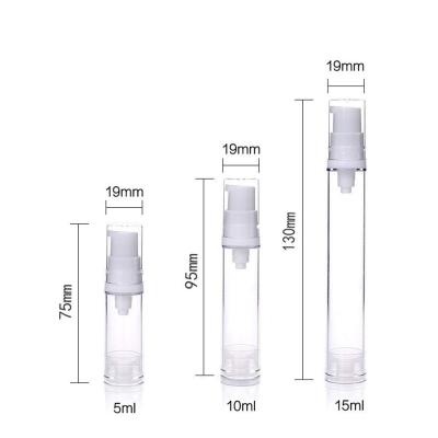 China 10ml 5ml 15ml Empty Plastic Pump Airless Press Bottle Cosmetic Lotion Bottles Containers Cosmetics Skin Care Travel Size Dispenser for sale