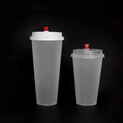 China Plastic Milk Tea 700ml Injection Cups With Frosted Lids Disposable Cups For Milk Tea Smoothie PP Cups for sale