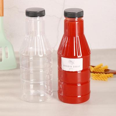 China Empty Food Wholesale Ketchup Peanut Butter Jar Container Packing Plastic Hot Tomato Chili Sauce Bottle for sale