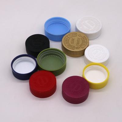 China Child Standard 38mm/43mm Press Resistant Plastic Screw Cap Child Safe Gauge with Custom Colors for sale