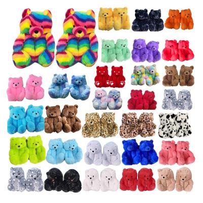 China Yuanyi 202 Newest Plush Winter Popular Anti-skid Teddy Bear Fur Shoes House Cotton Warm Plush Including For Women for sale